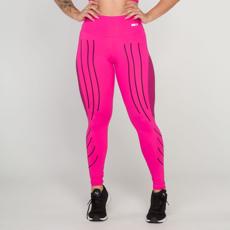 Calca simony lingerie legging com elastico lateral jacquard pink p